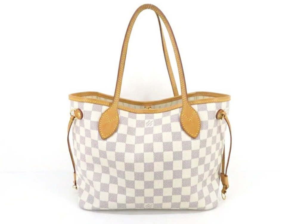 LOUIS VUITTON Neverfull Tote Bag Damier Azur White